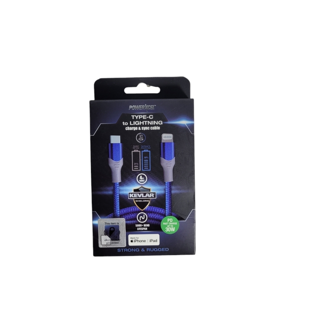 Powerxcel Type C  to Lightning charge/sync 4Ft cable- Fast Charging IPhone/ Ipad